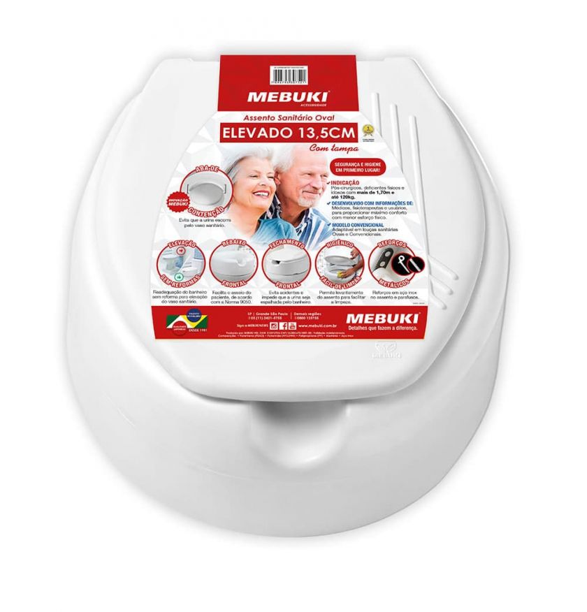 ASSENTO SANITÁRIO OVAL ELEVADO 13,5CM COM TAMPA - 02 - Acessibilidade