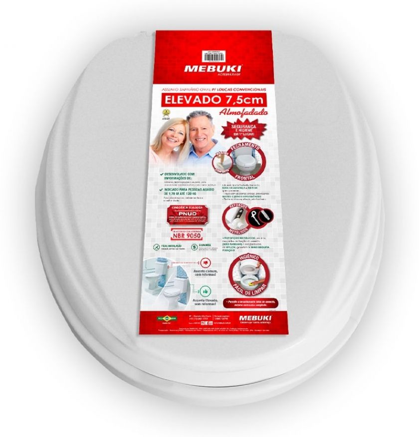 ASSENTO SANITÁRIO OVAL ELEVADO 7,5CM ALMOFADADO - 03 - Acessibilidade