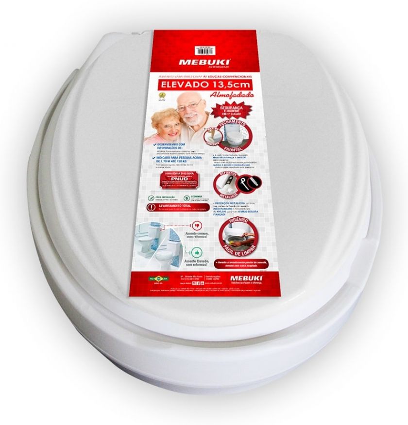 ASSENTO SANITÁRIO OVAL ELEVADO 13,5CM ALMOFADADO - 04 - Acessibilidade