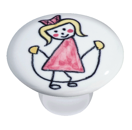 PUXADOR IL7057-MENINA CORDA ROSA-CRM - IL7057-MENINA CORDA ROSA-CRM - Linha Moveleira