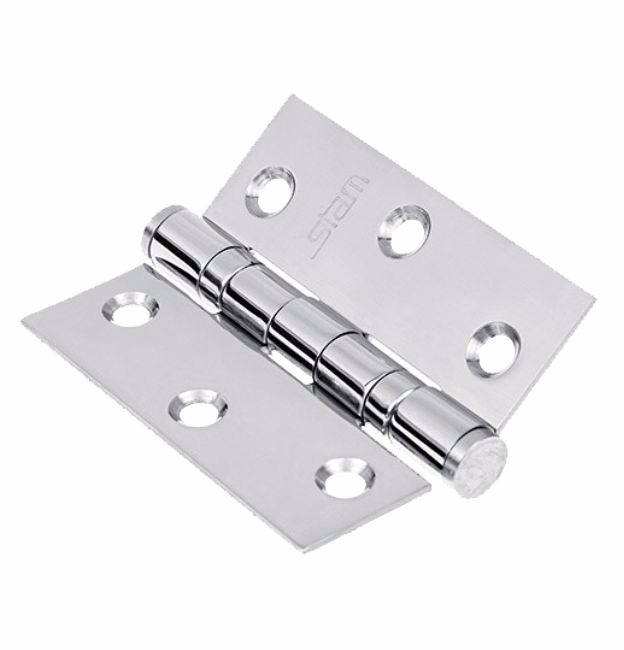 Dobradiça Media Inox 304 com Rolamento 3x2.12 x 1,9 Polido Stam - - - Dobradiças