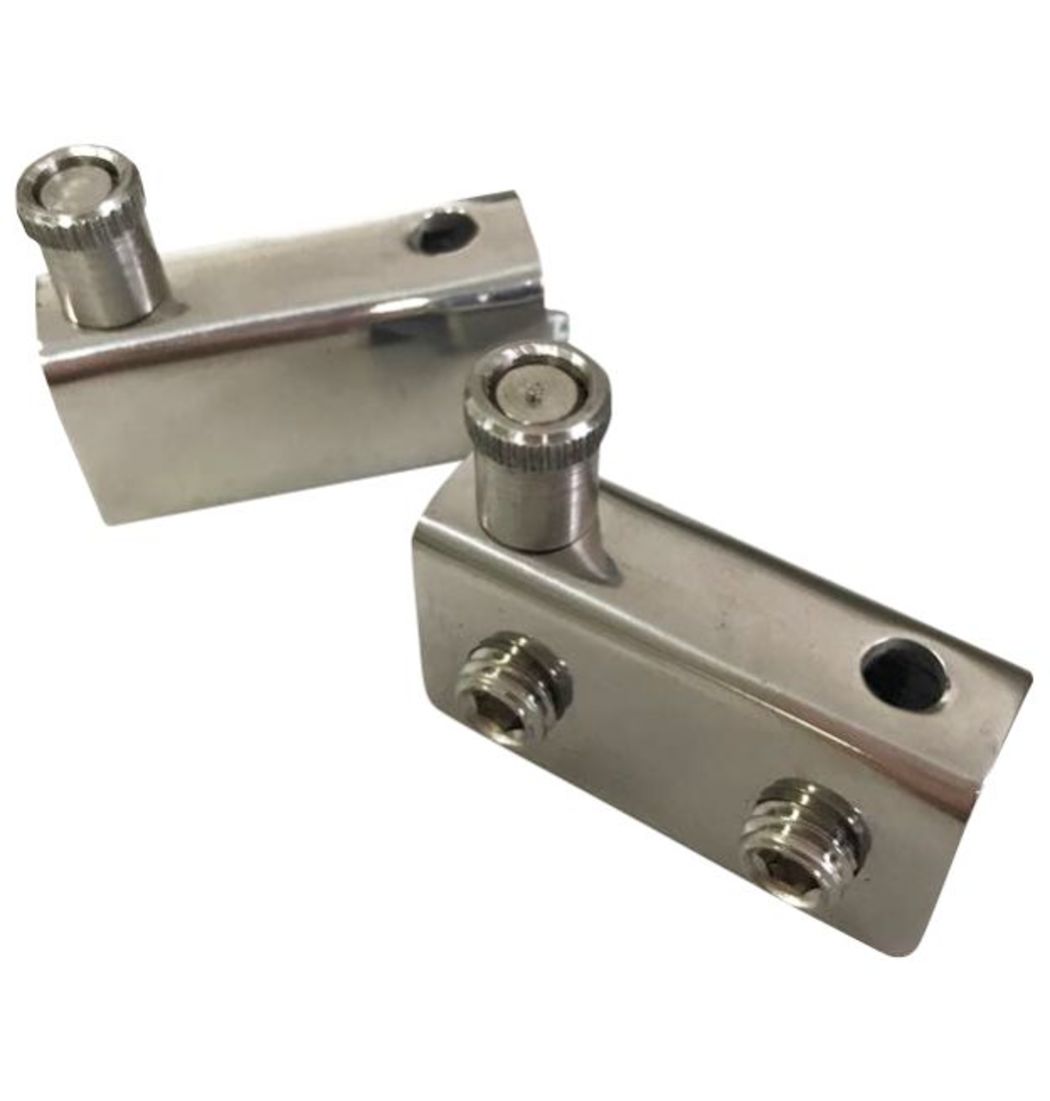 Dobradiça para Rack aço inox Polido (Encaixe - 4 a 8mm) - 1823 - Dobradiças