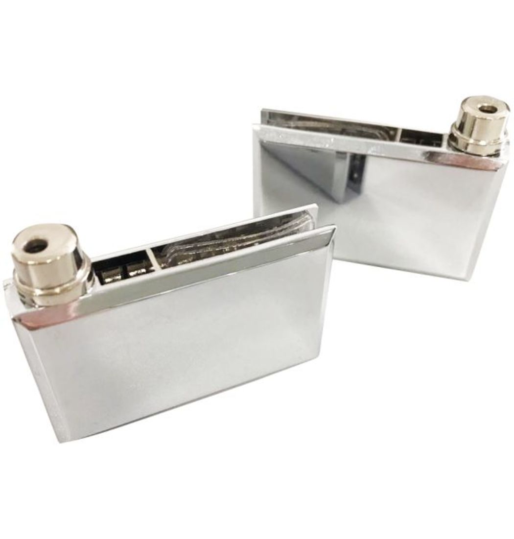 Dobradiça GV 28 par para vitrine Zamac Cromado (Vidros de 6 a 10mm com recorte) - 1824 - Dobradiças