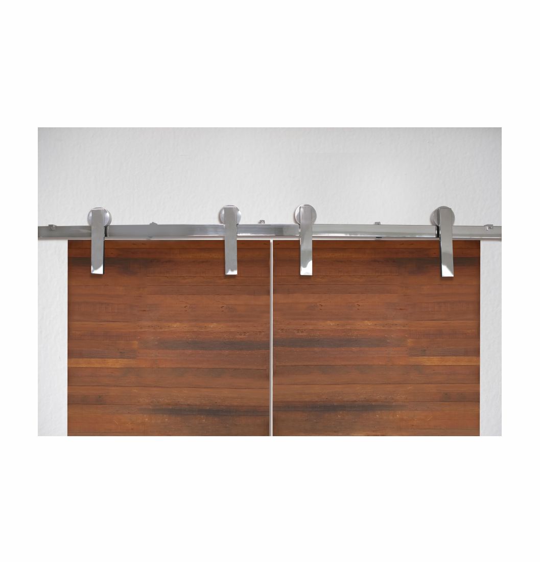 Kit com Roldana Aparente Para Porta de Correr em Inox e Alumínio Para Madeira e Vidro - 1691 - Kits